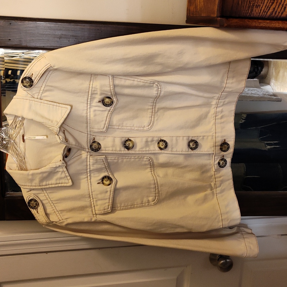 Free People cream jean jacket